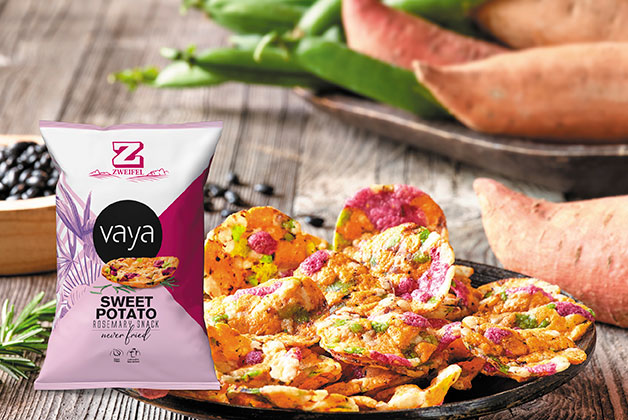 Vaya Süßkartoffelchips auf einem Teller angerichtet